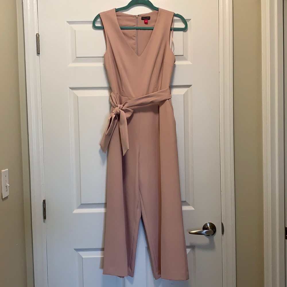 Vince Camuto Belted Cropped Jumpsuit